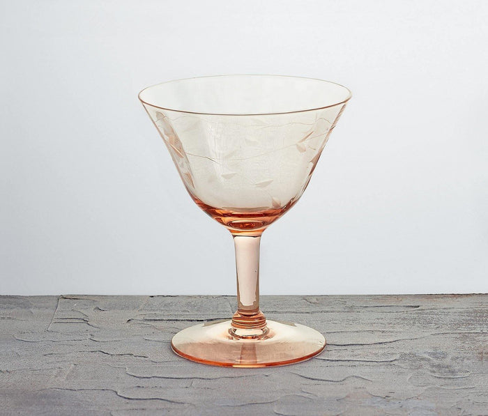Hollywood Rose Martini Glasses Set of 4/Vintage Depression Glass - lollygag