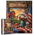 Home of the Brave Patriotic Farmhouse Jigsaw Puzzle