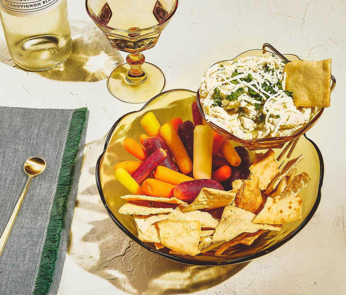 Honey Gold Tulip Serving Bowl and dip