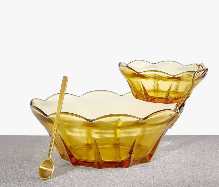 Honey Gold Tulip Serving Bowl and dip