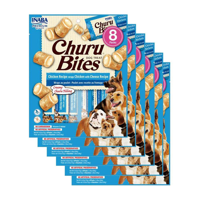 Inaba Churu Bites Chicken Wraps with Cheese Dog Treats 8Pack x 6-Habitat Pet Supplies