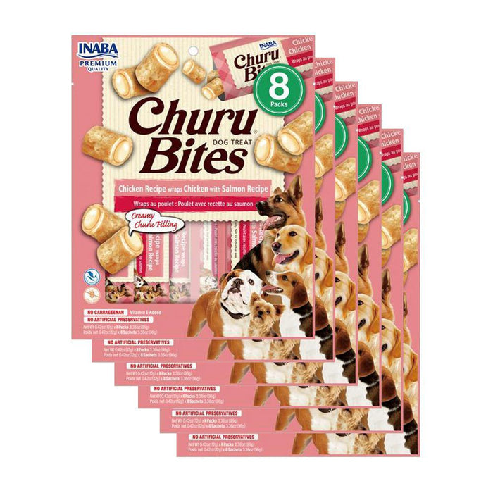 Inaba Churu Bites Chicken Wraps with Salmon Dog Treats 8Pack x 6-Habitat Pet Supplies