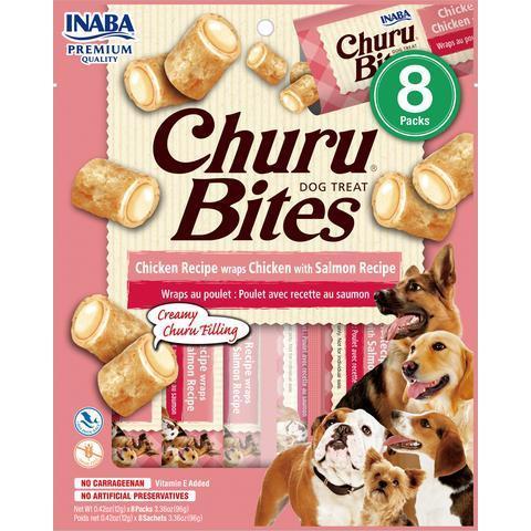 Inaba Churu Bites Chicken Wraps with Salmon Dog Treats 96g x 6-Habitat Pet Supplies