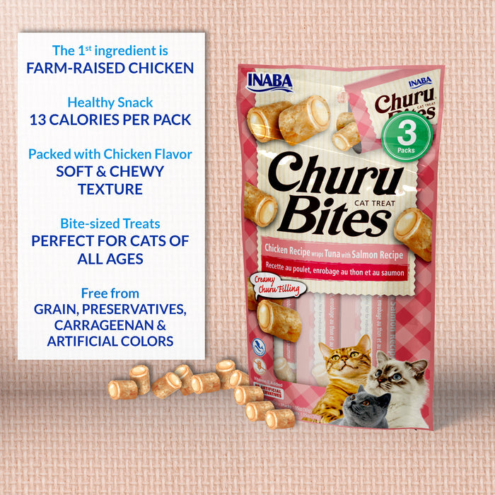 Inaba Churu Bites Chicken Wraps with Tuna Cat Treats 30g x 6