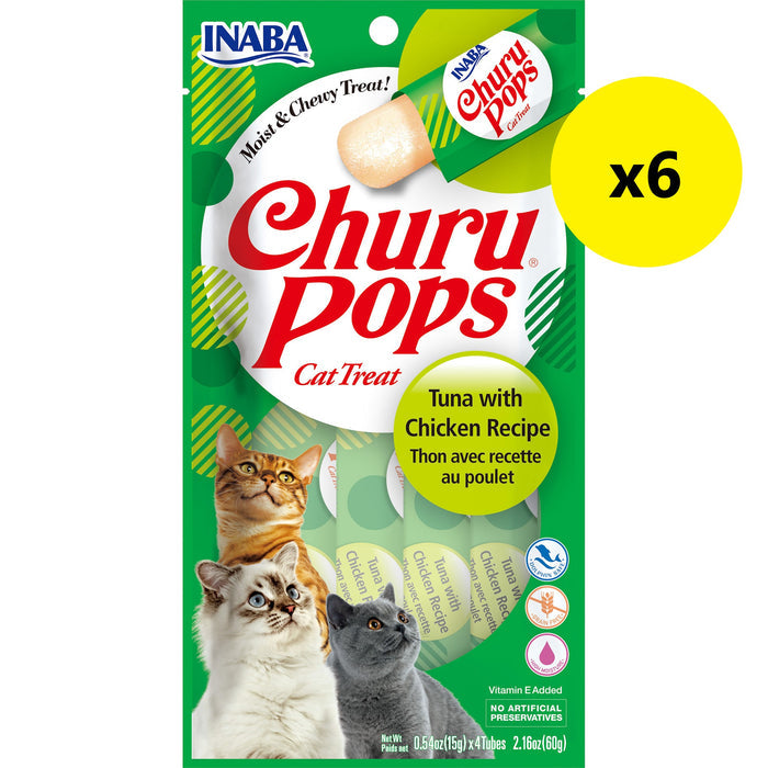 Inaba Churu Pops Tuna with Chicken Cat Treats 60g x 6-Habitat Pet Supplies
