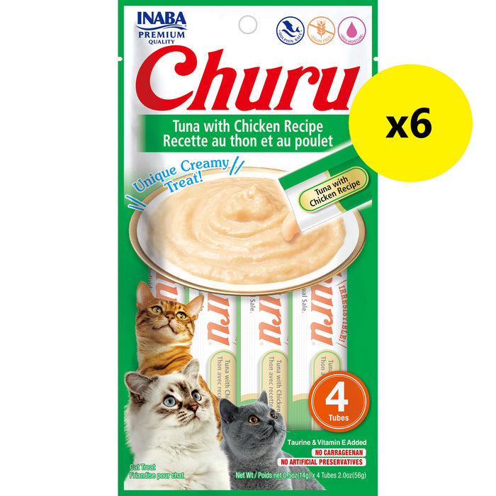 Inaba Churu Puree Tuna with Chicken Cat Treats 56g x 6-Habitat Pet Supplies