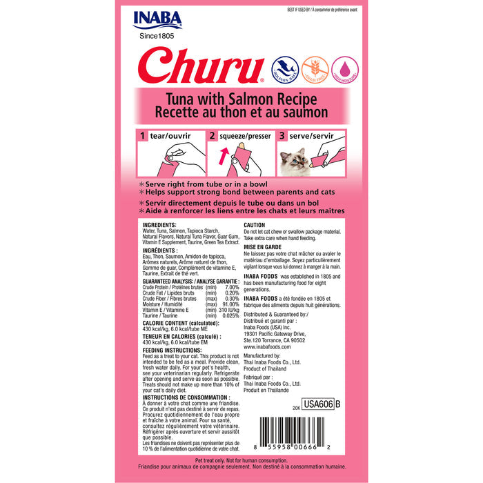 Inaba Churu Puree Tuna with Salmon Cat Treats 56g x 6