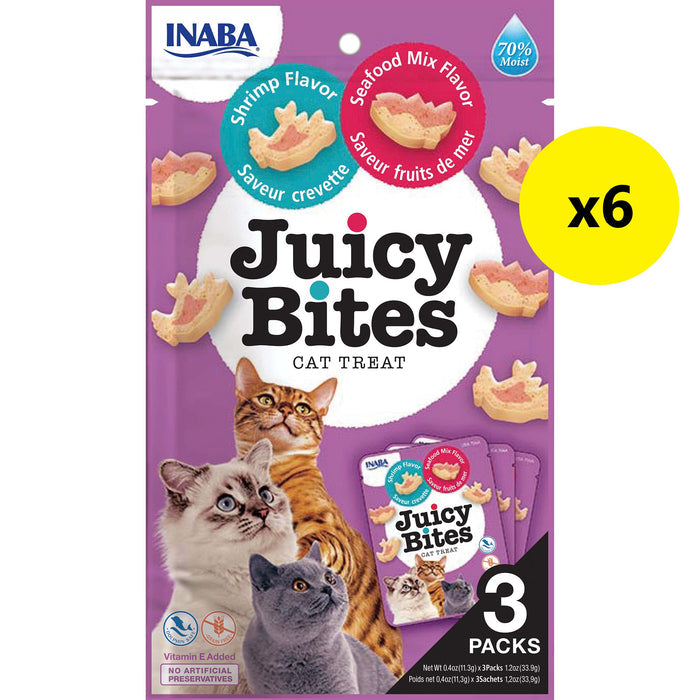 Inaba Juicy Bites Shrimp and Seafood Mix Cat Treats 34g x 6-Habitat Pet Supplies