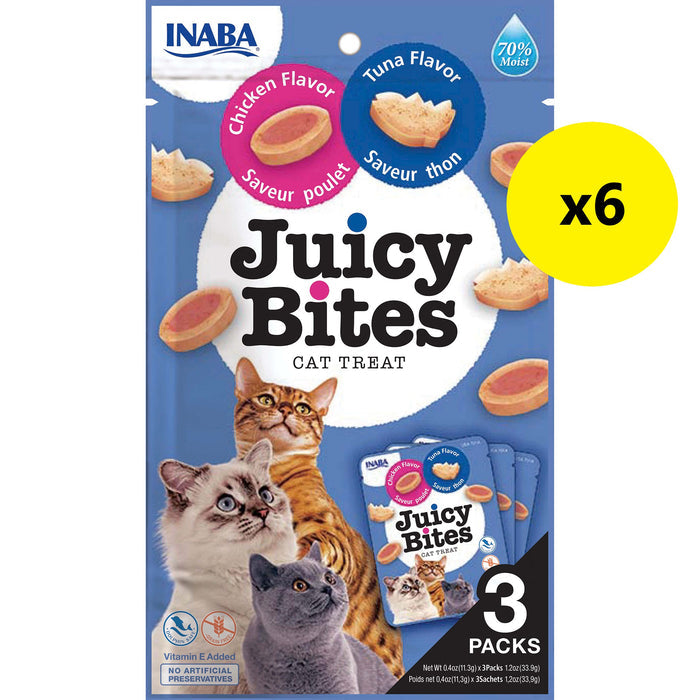 Inaba Juicy Bites Tuna and Chicken Cat Treats 34g x 6-Habitat Pet Supplies