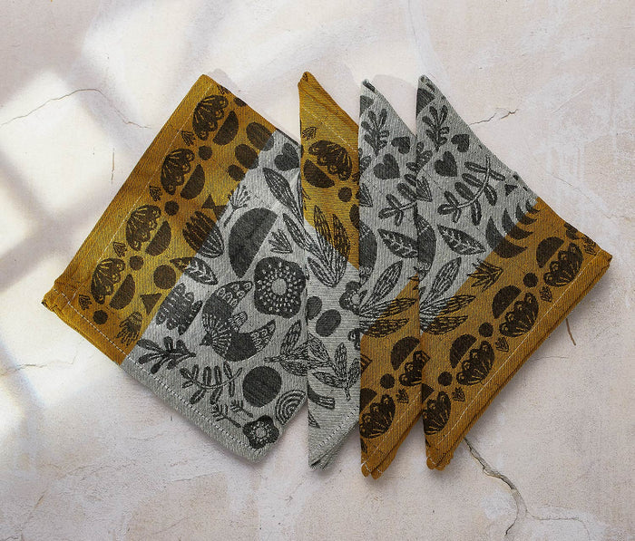 Danica Studio Myth Birds Block Printed Cloth Napkin Set - lollygag