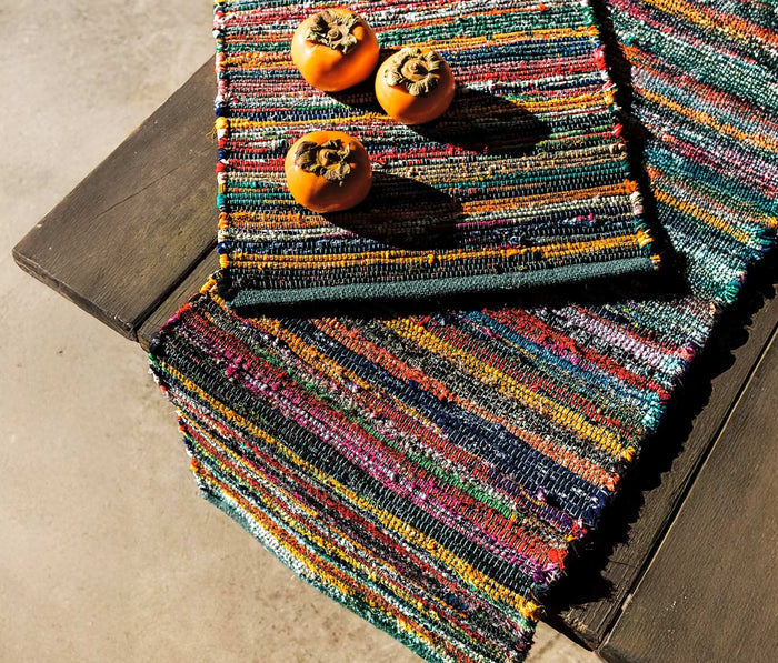 Jade Samsara Striped Woven Table Runner - lollygag