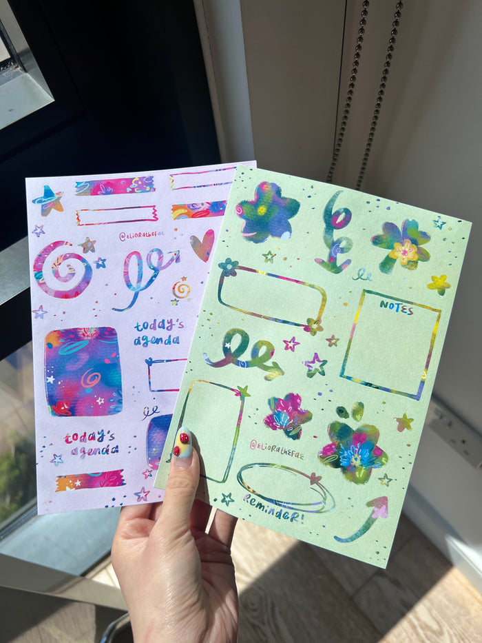 Journal notes sticker sheets