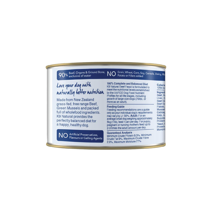 K9 Natural Beef Feast Wet Dog Food 170g x 12
