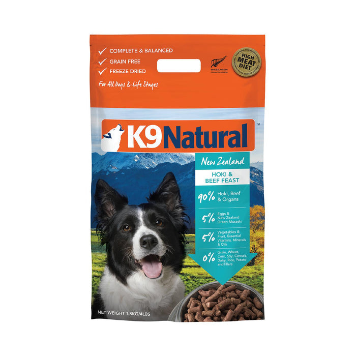 K9 Natural Hoki and Beef Feast Freeze Dried Dog Food 1.8kg-Habitat Pet Supplies