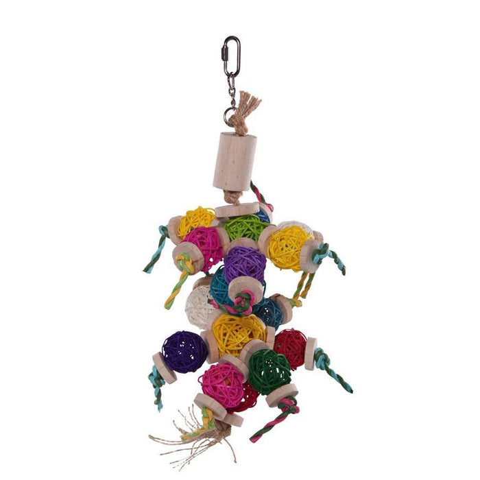 Kazoo Bird Toy Colourful Wicker Balls with Decoration Medium-Habitat Pet Supplies