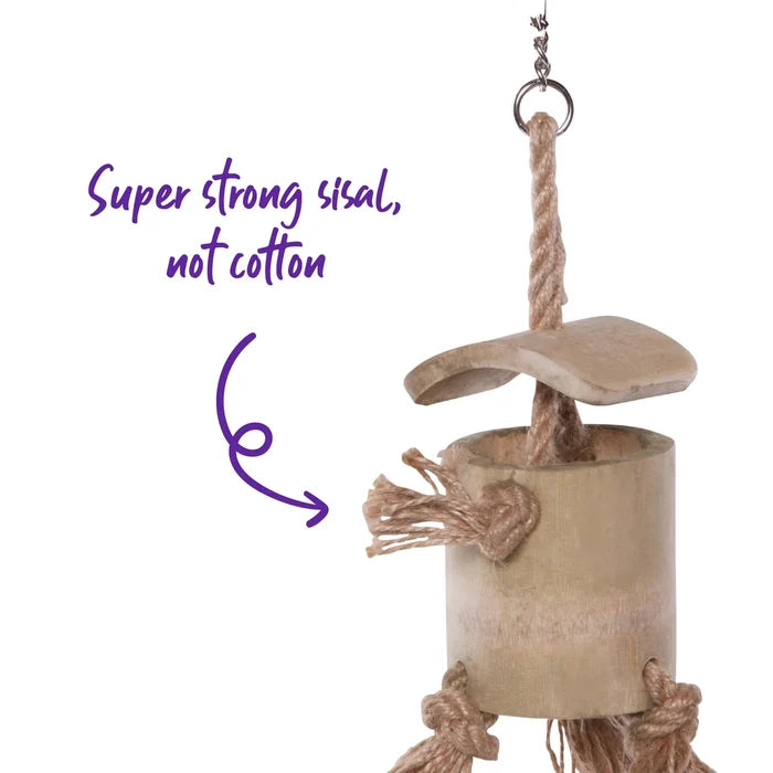 Kazoo Bird Toy Natural Wooden Well with Rope