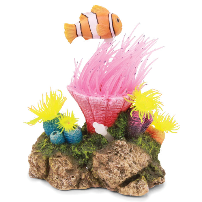 Kazoo Bubbling Coral with Floating Clownfish Medium Fish Tank Ornament-Habitat Pet Supplies