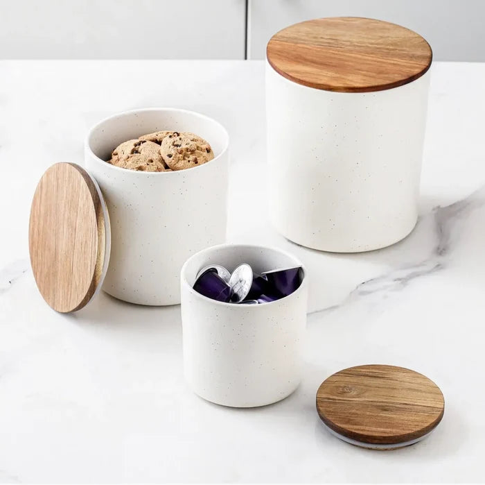 4-piece Canister With Acacia Wood Lid Set - ShopUSA - Kenya