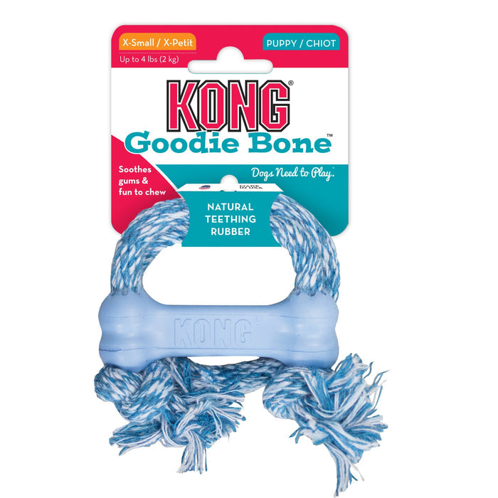 KONG PUPPY GOODIE BONE WITH ROPE EXTRA SMALL - Habitat Pet Supplies Altona & Chirnside Park