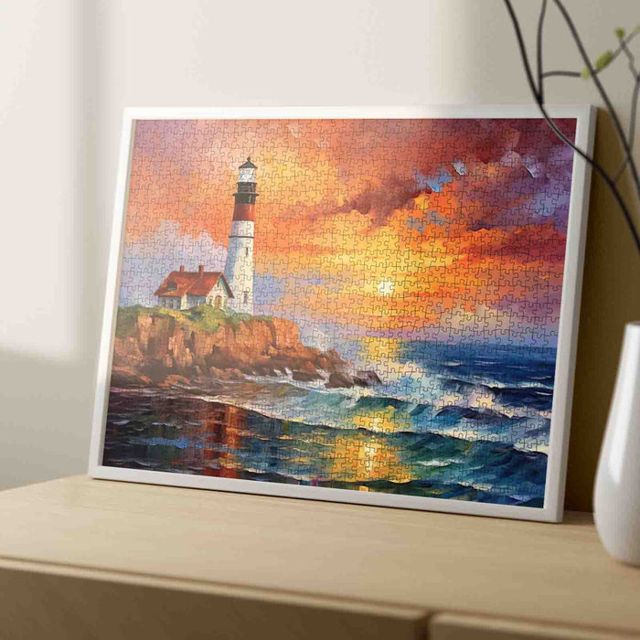 Lighthouse Seascape Portland Headlight Jigsaw Puzzle