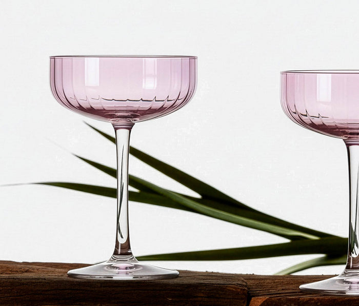 🔥 Lillian Linear Mauve Pink Coupe Glass Set - Lollygag.co