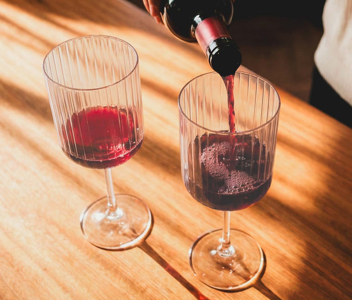 Lillian Linear Mauve Pink  large Wine Glass Set - lollygag
