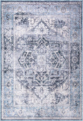 Lola Distressed Medallion Washable Blue Rug
