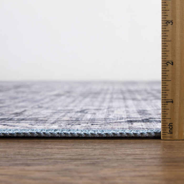 Lola Distressed Medallion Washable Blue Rug