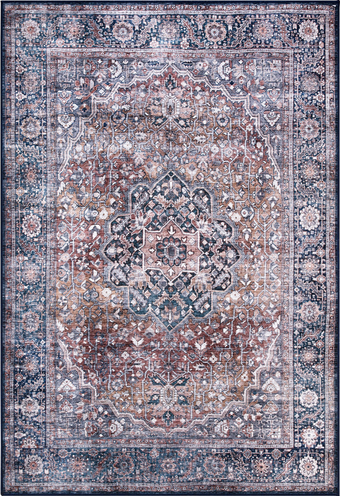 Lola Medallion Vintage Washable Blue Rug