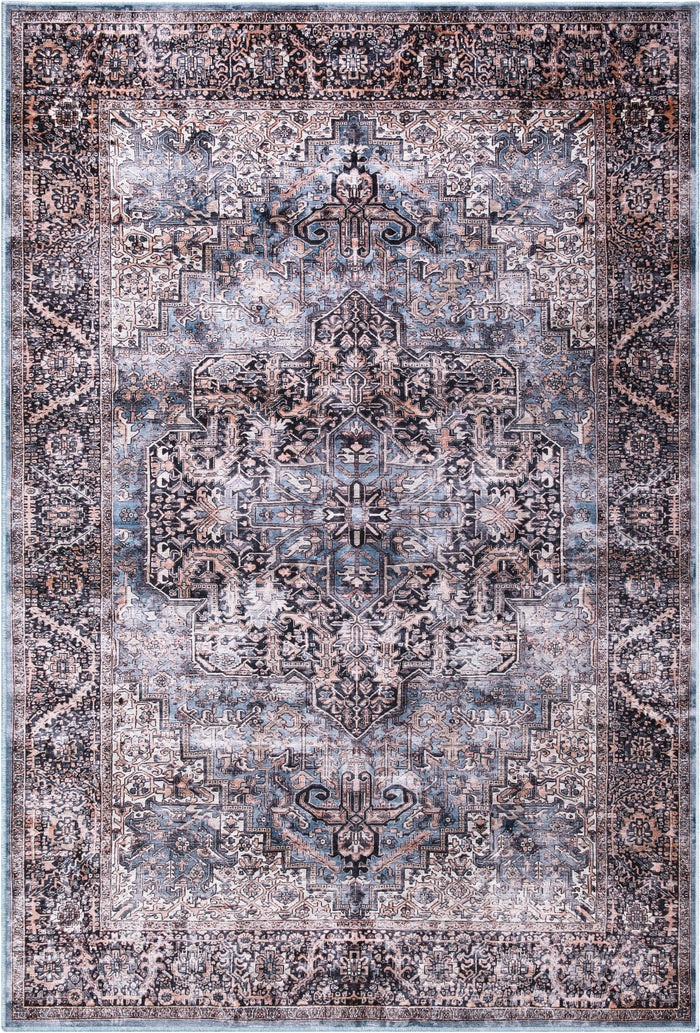 Lola Medallion Vintage Washable Blue Rug