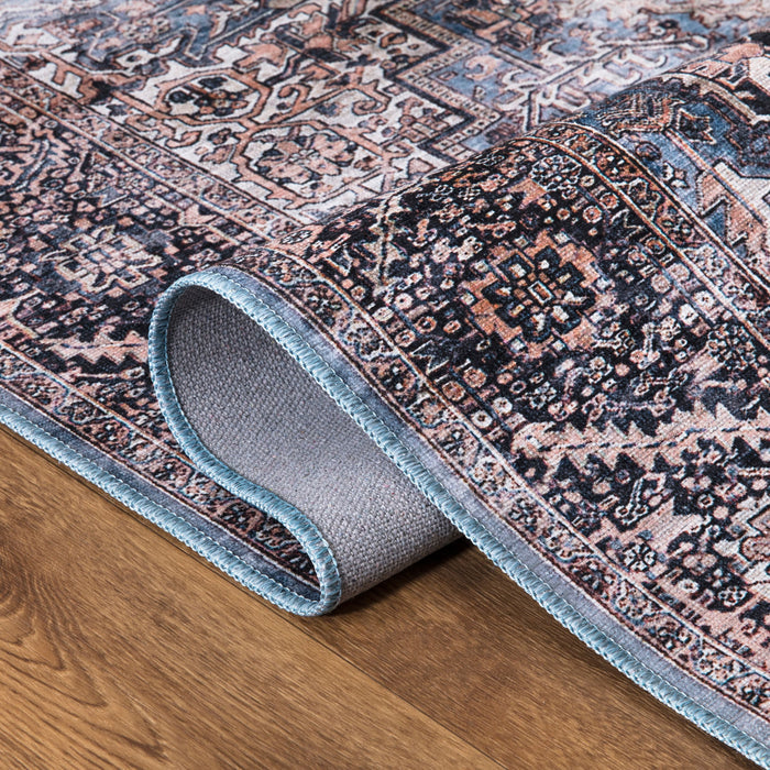 Lola Medallion Vintage Washable Blue Rug