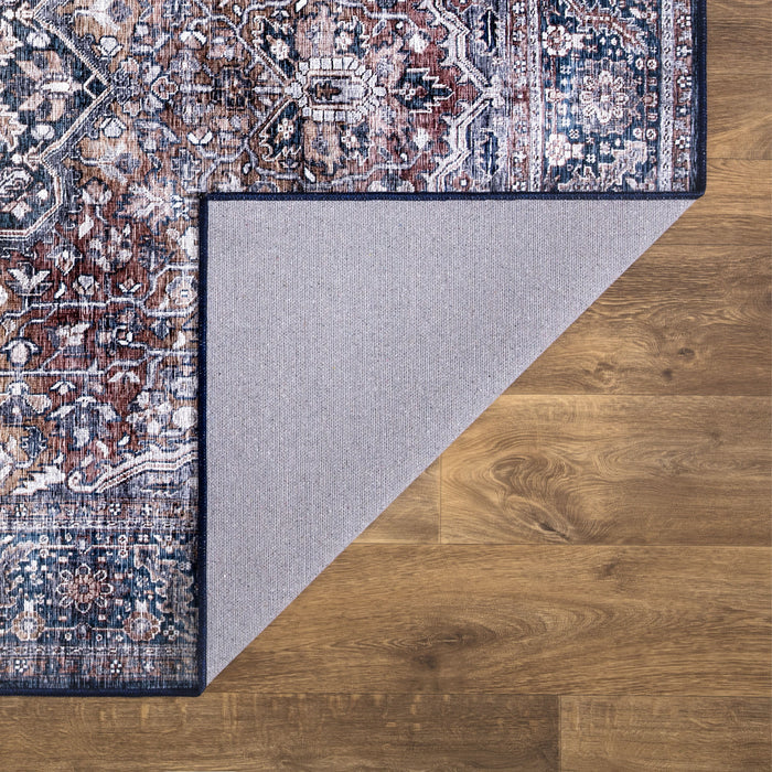 Lola Medallion Vintage Washable Blue Rug