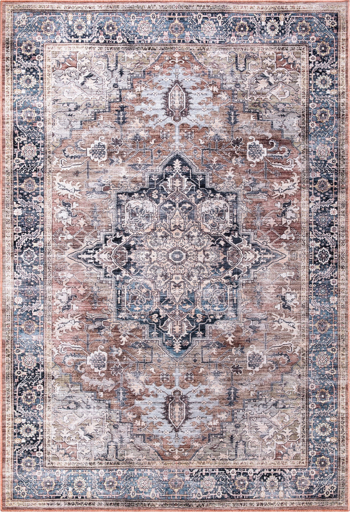 Lola Medallion Washable Brown Rug