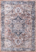 Lola Medallion Washable Brown Rug