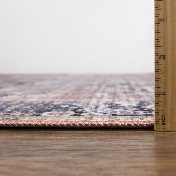 Lola Medallion Washable Brown Rug