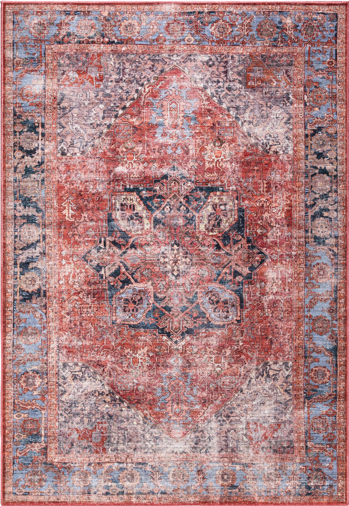 Lola Medallion Washable Red Rug
