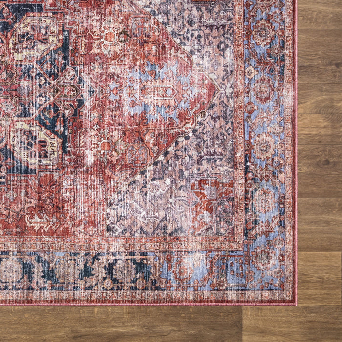 Lola Medallion Washable Red Rug