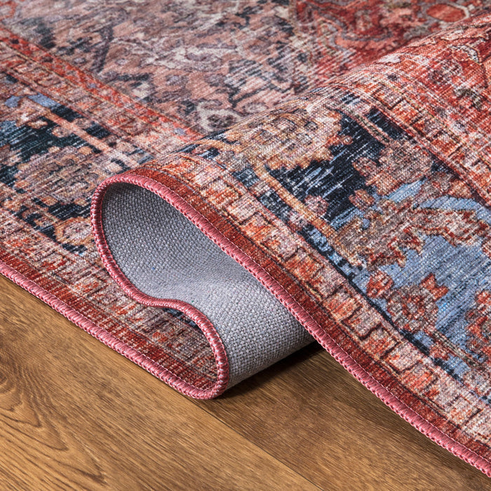 Lola Medallion Washable Red Rug