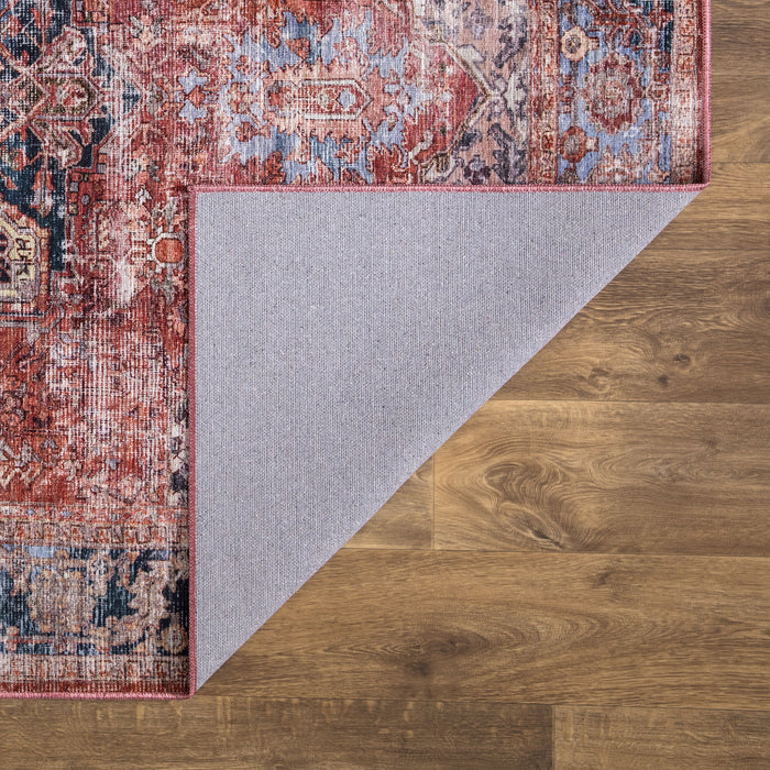Lola Medallion Washable Red Rug