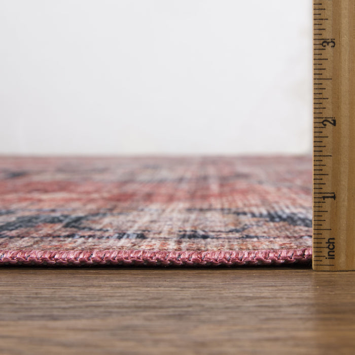 Lola Medallion Washable Red Rug