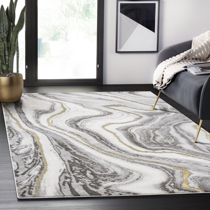 Luna Metallic Liquid Grey Rug
