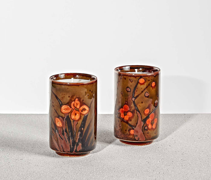 Tea Rose Votive Candle Duo: Rosewater and Hibiscus