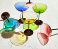 Madeira Black Stem Rainbow Color Coupe Glasses - lollygag