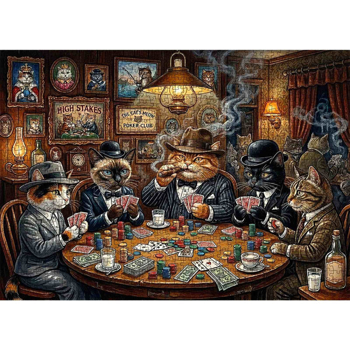Mafia Cats Poker Night Jigsaw Puzzle