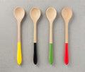Hand- Carved Mango Wood Spoons w/ Color Dipped Handles: Set of 4 - lollygag
