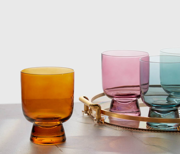 colorful water juice glasses