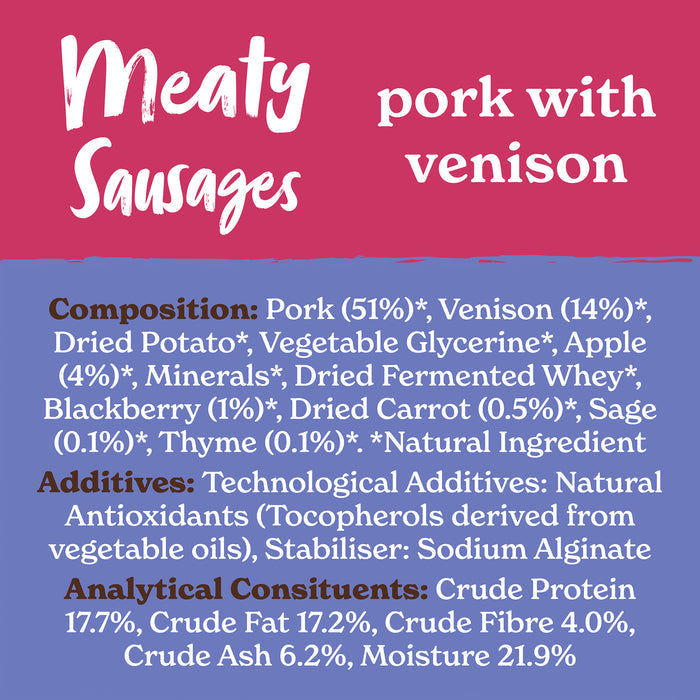 Meaty Sausages Pork & Venison Dog Treats (3 x 100g)