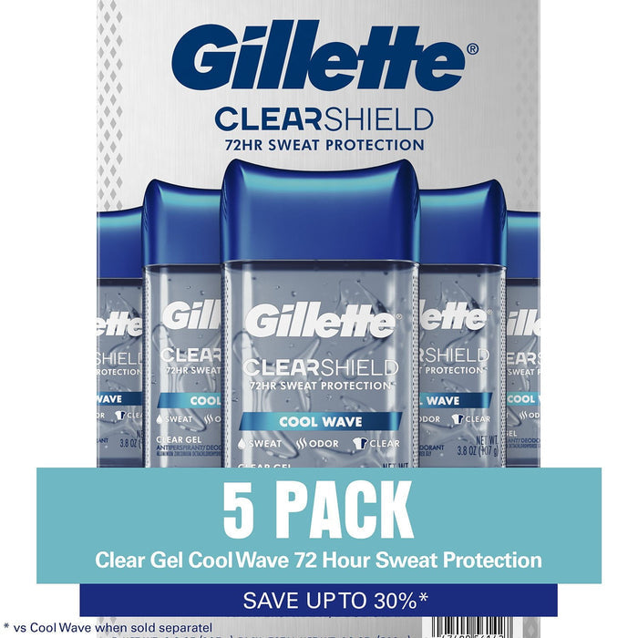 Men's Antiperspirant Deodorant in Kenya - Gillette Cool Wave Clear Gel, 5-Pack