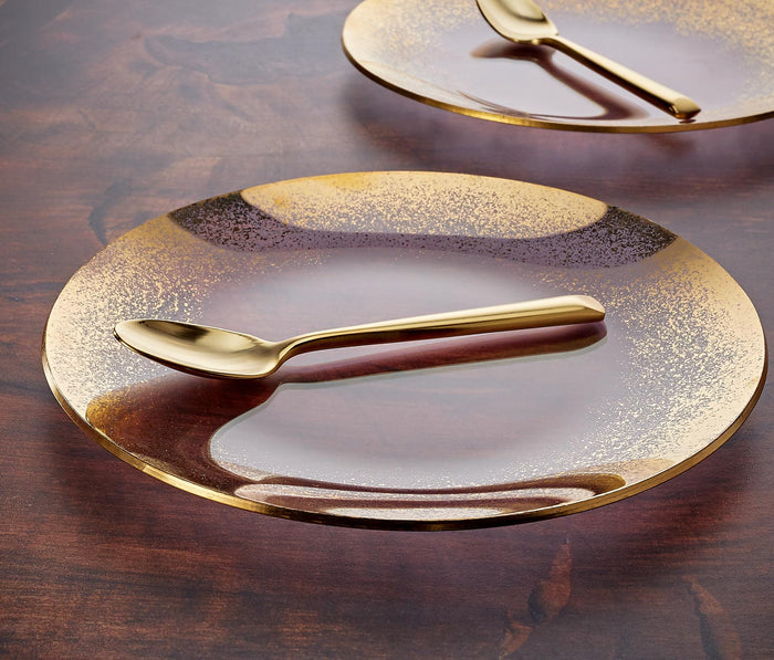 Vintage Dorothy Thorpe Pink  Gold Fleck Glass Plates- Lollygag