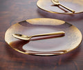 Vintage Dorothy Thorpe Pink  Gold Fleck Glass Plates- Lollygag